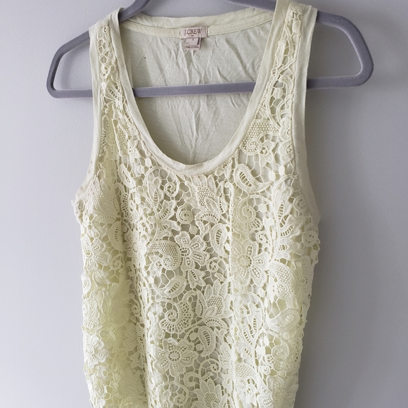 J. Crew Crochet Floral Lace Front Overlay Tank szS - Picture 12 of 15